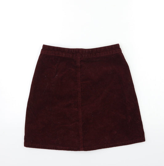 Denim & Co. Womens Red Corduroy Mini Skirt Size 8