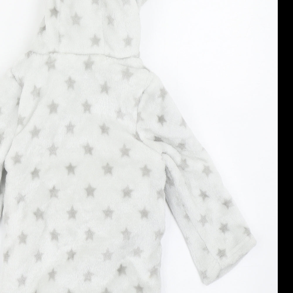 F&F Baby Grey Solid Kimono Robe Size 9-12 Months - Bear Ear Hood