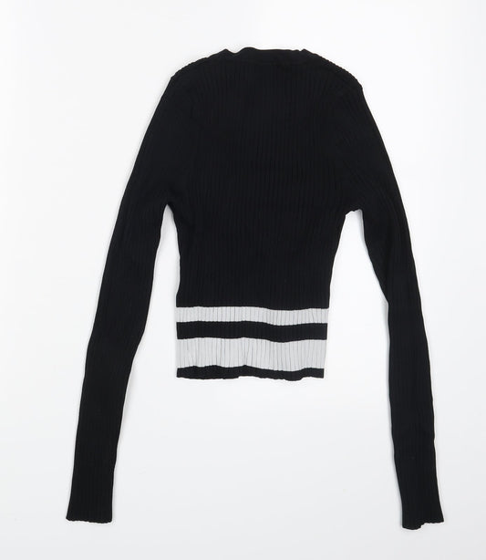 FOREVER 21 Womens Black Striped Pullover Jumper Size S