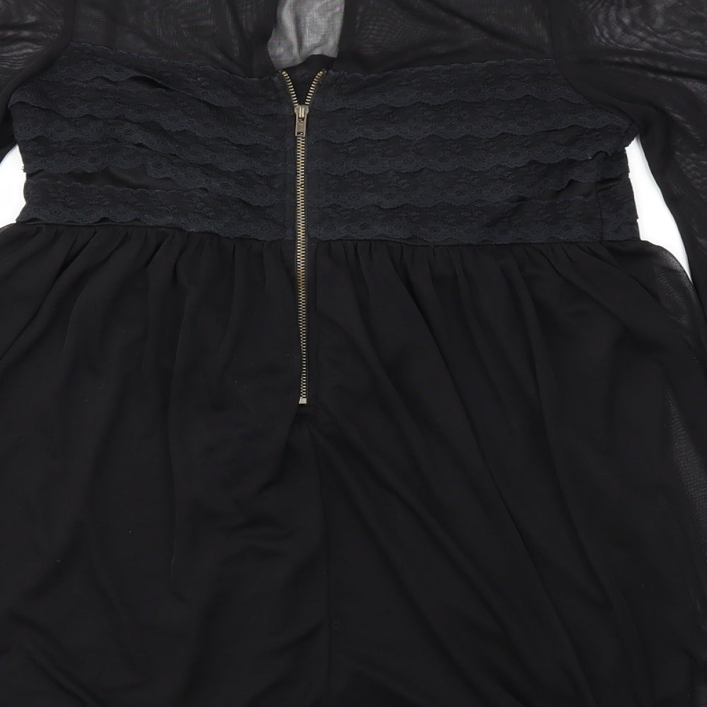 Womens UK Size 8 Topshop Black Basic T-Shirt