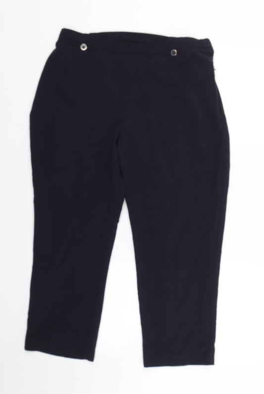 Womens UK Size 16 Classic Regular Fit Carrot Blue Trousers