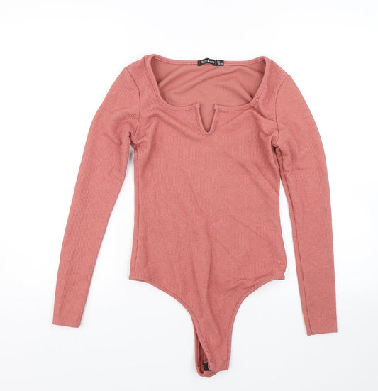 Womens UK Size 6 Boohoo Pink Wrap T-Shirt