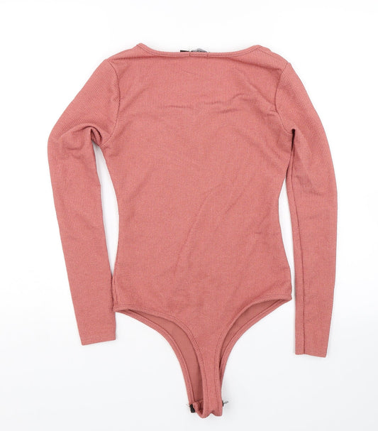 Boohoo Womens Pink Wrap T-Shirt Size 6