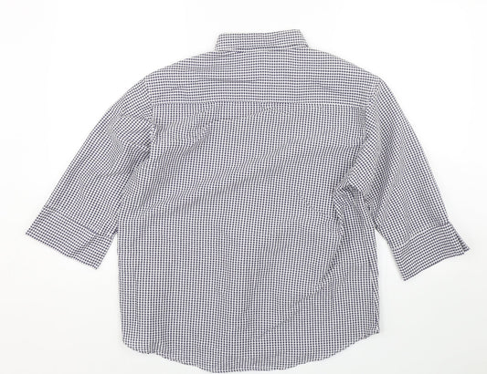 Mens UK Size L Genoville Blue Button-Up Short Sleeve Casual Shirt