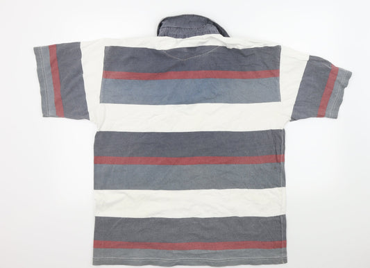 jazz company Mens Grey Striped Polo Size M