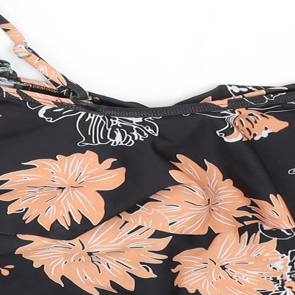 SheIn Womens Black Floral Cropped Blouse Size S