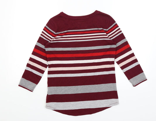 Liz Claiborne Womens Red Striped Basic T-Shirt Size S