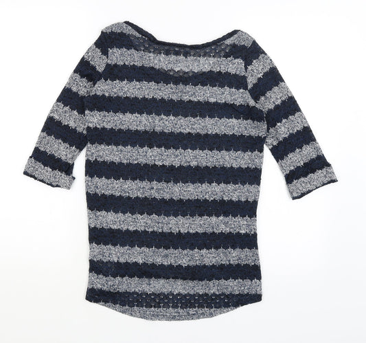 New Look Womens Blue Striped Pullover Jumper Size 8