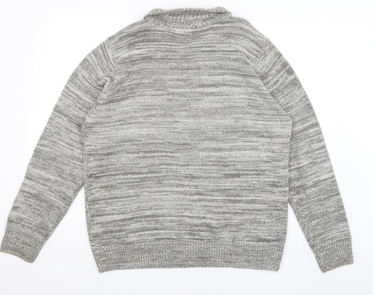 George Mens Grey Henley Jumper Size L