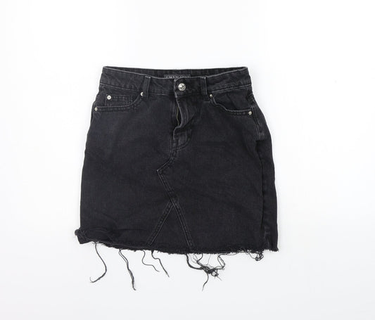 Additional front view of Denim & Co. women’s black a-line skirt, size UK 6