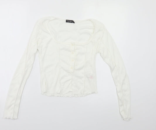 Womens UK Size 10 Nasty Gal White Basic Polo