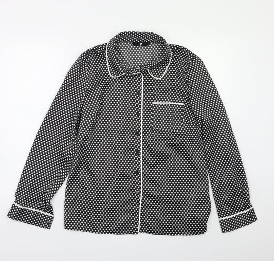 Very Womens Black Polka Dot Basic Button-Up Size 12