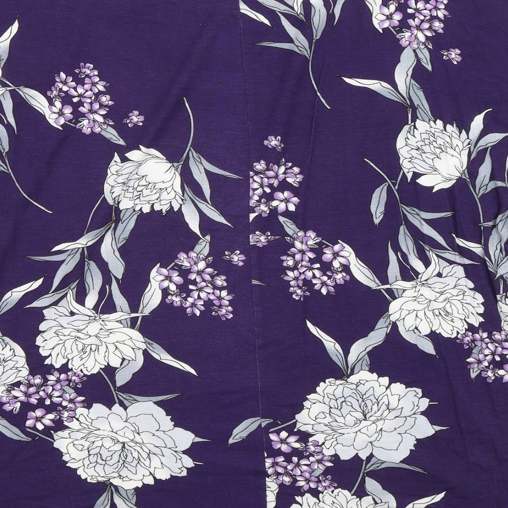 Emeliax Classics Womens Purple Floral Basic Blouse Size L