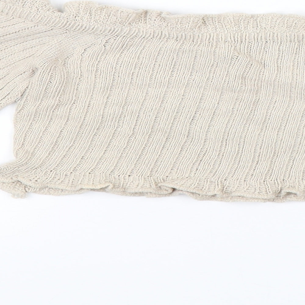 Prague Womens Beige Cropped Blouse Size S