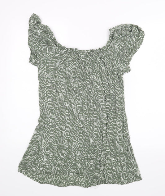 Primark Womens Green Animal Print Basic Blouse Size 14