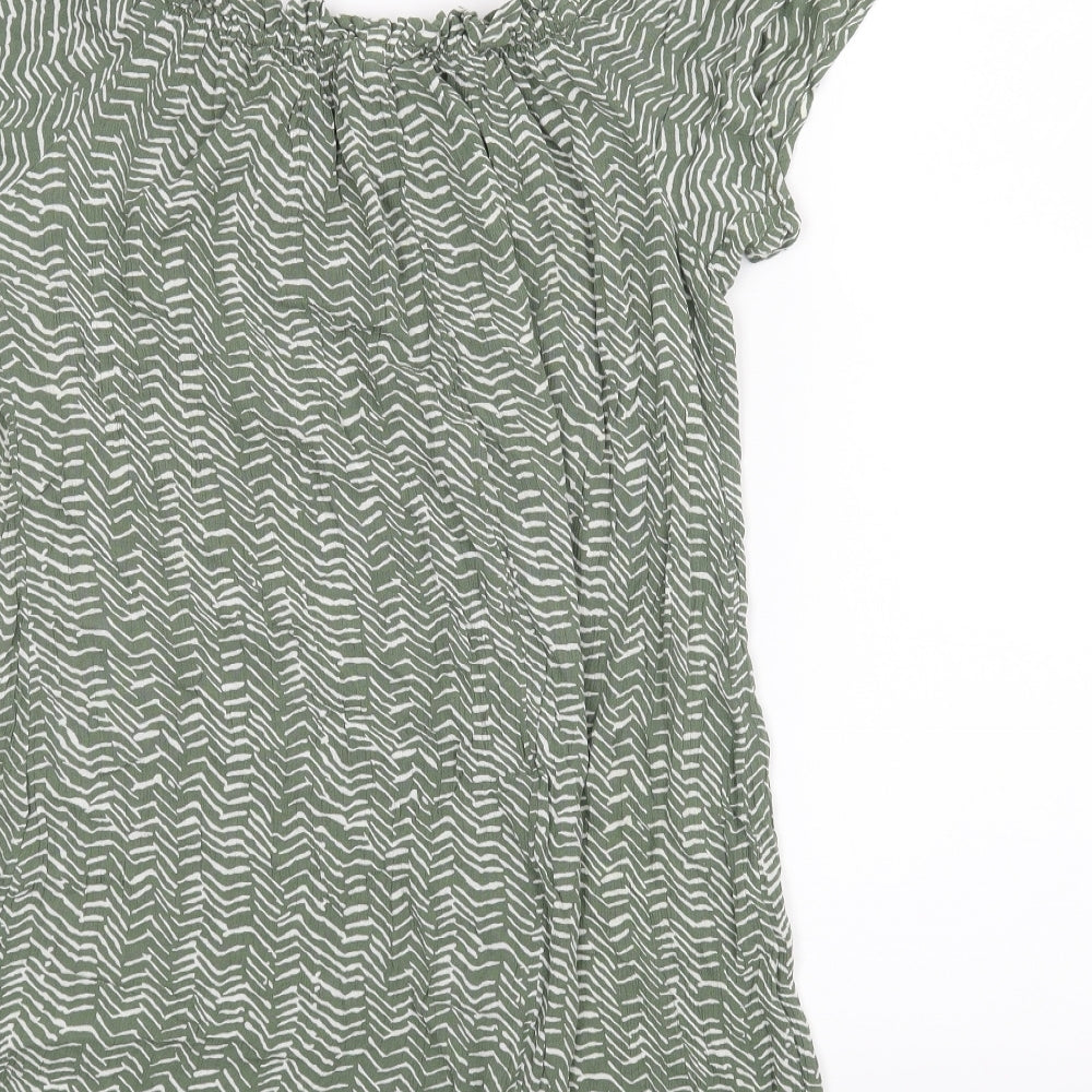 Primark Womens Green Animal Print Basic Blouse Size 14