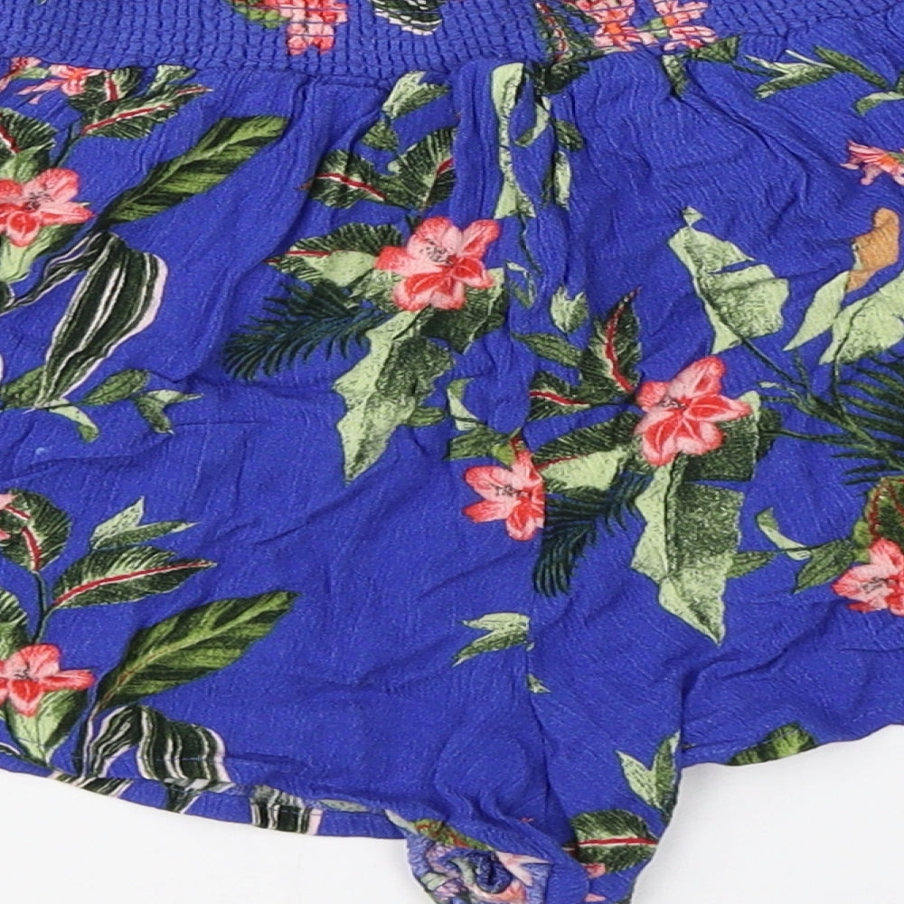 New Look Womens Blue Floral Culotte Shorts Size 8