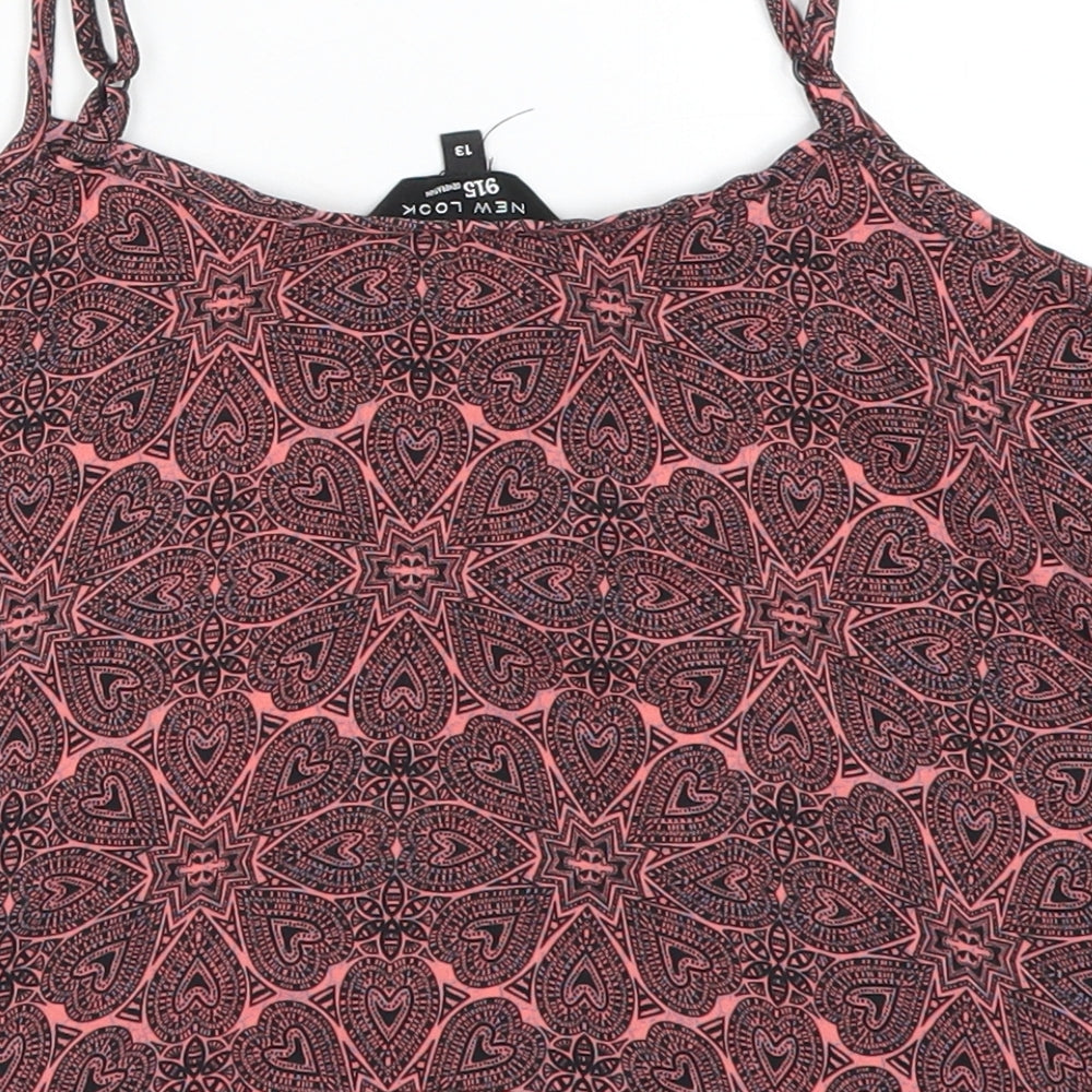 New Look Girls Pink Geometric Cropped Tank Size 13 Years
