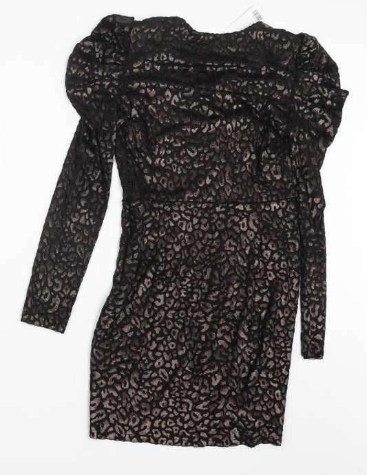 Dorothy Perkins Womens Black Animal Print Mini Size 8