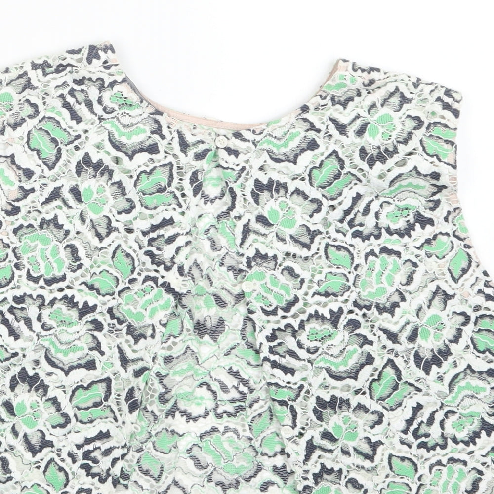 French Connection Womens Green Lace Cropped Blouse Size 10