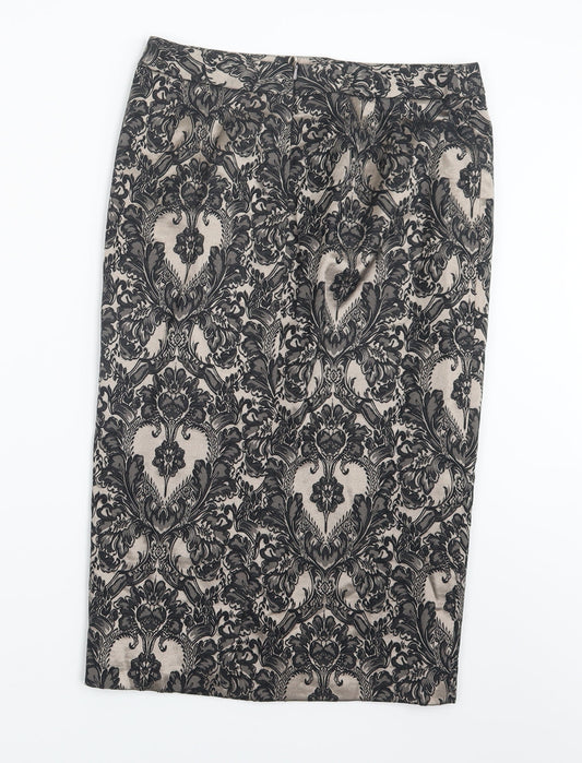 Marks and Spencer Womens Black Geometric Straight & Pencil Skirt Size 8