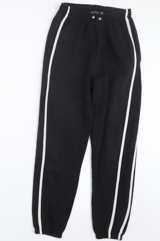 Womens UK Size 8 Boohoo Regular Fit Jogger Black Trousers