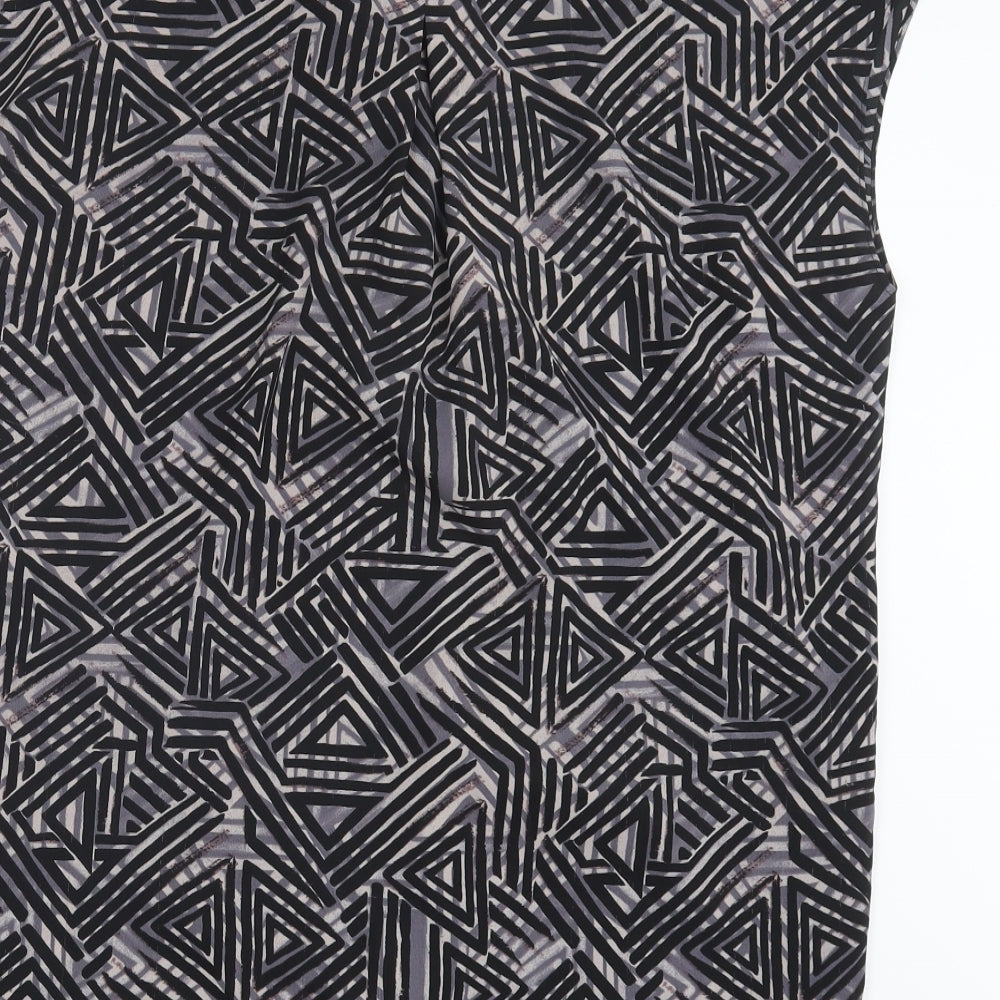 Paraphrase Womens Black Geometric Basic Blouse Size 14