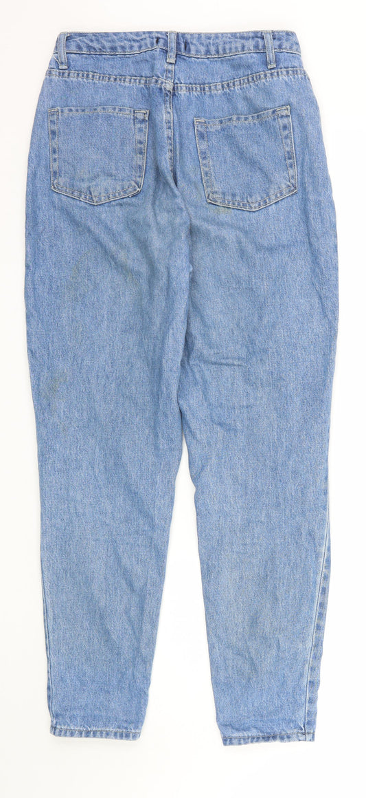 Boohoo Womens Blue Denim Straight Jeans Size 10 L28 in