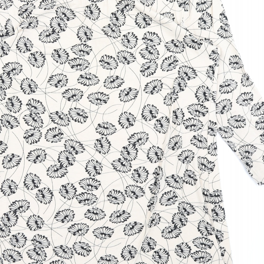 George Womens Beige Floral Basic T-Shirt Size 12