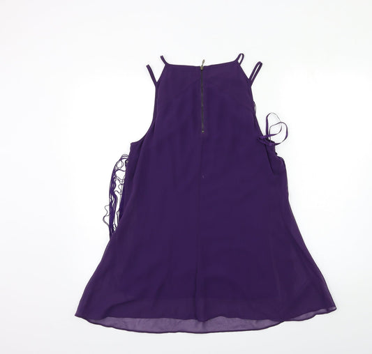 Coast Womens Purple Basic Blouse Size 10 - tassel front