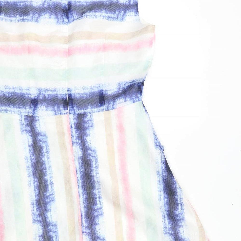 Mela London Womens White Striped Fit & Flare Size 10