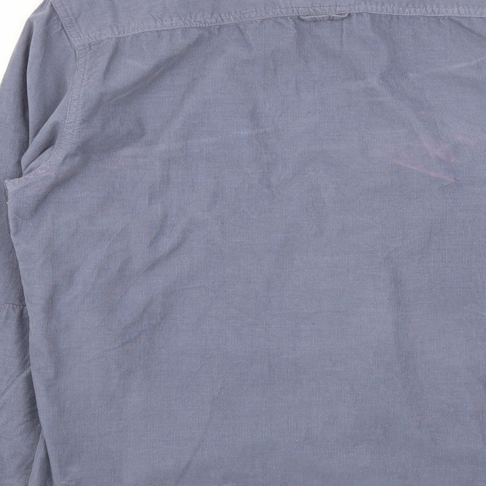 Mens UK Size L Easy Blue Button-Up Long Sleeve Casual Shirt