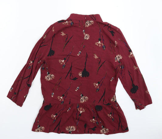 ICHI Womens Brown Floral Basic Blouse Size M