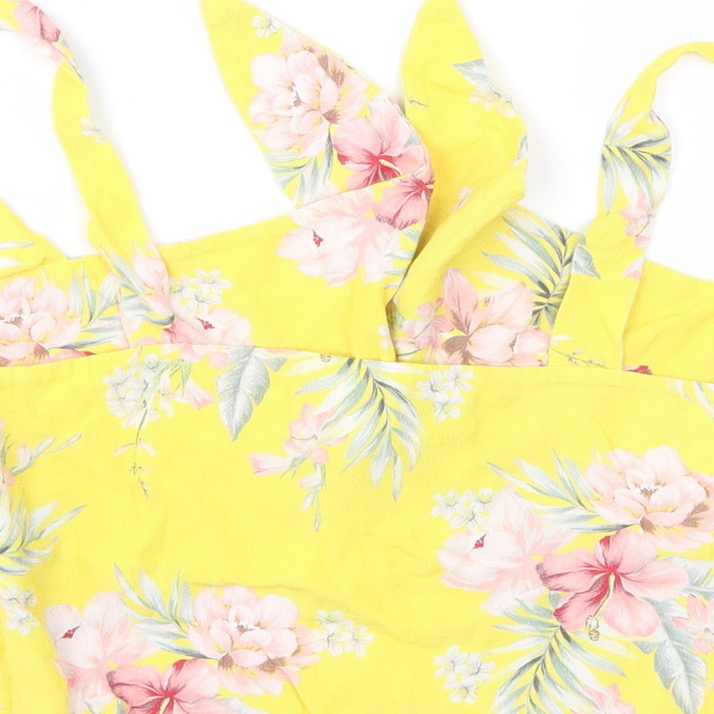 Womens UK Size 12 New Look Yellow Basic T-Shirt
