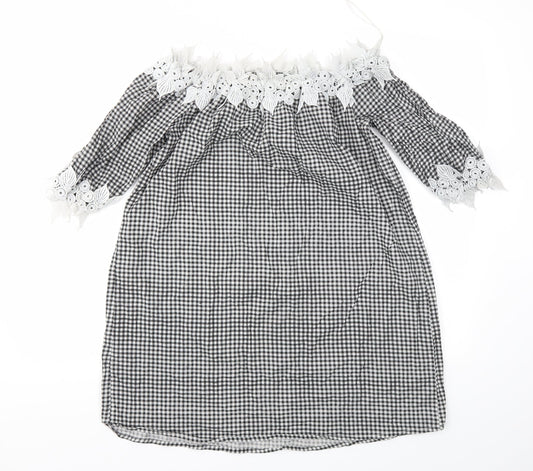 Select Womens Black Check Fit & Flare Size 12