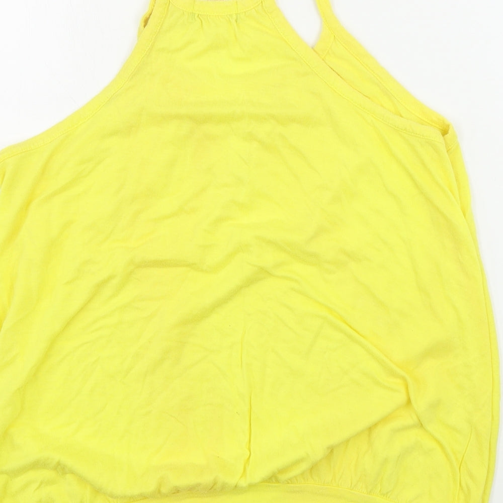 Womens UK Size 14 Topshop Yellow Basic Tank