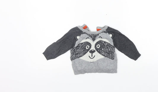 Earlydays Girls Grey Pullover Jumper Size 3-6 Months - animal design