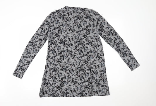 George Womens Grey Animal Print Basic Blouse Size 8