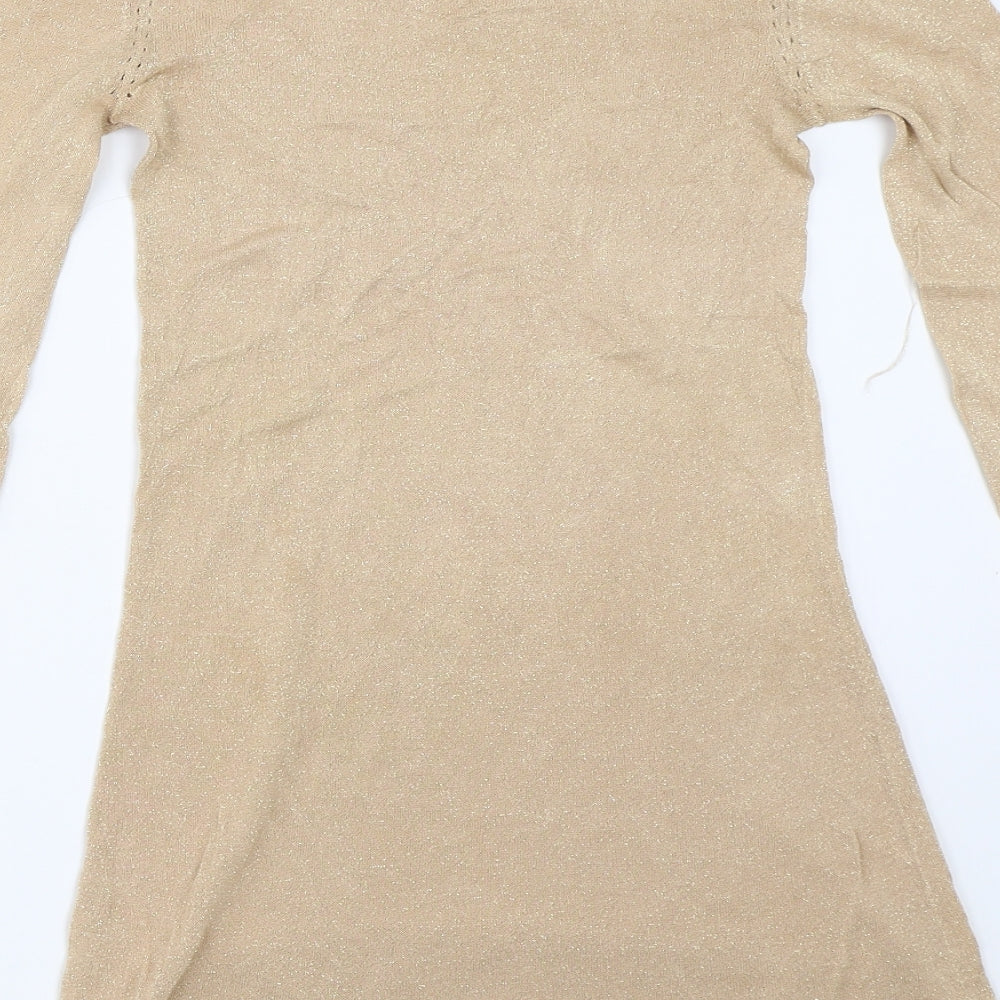 Womens UK Size 8 Miss Selfridge Gold Pullover Jumper