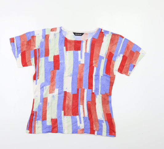 Womens UK Size 14 Kaleidoscope Multicoloured Basic T-Shirt