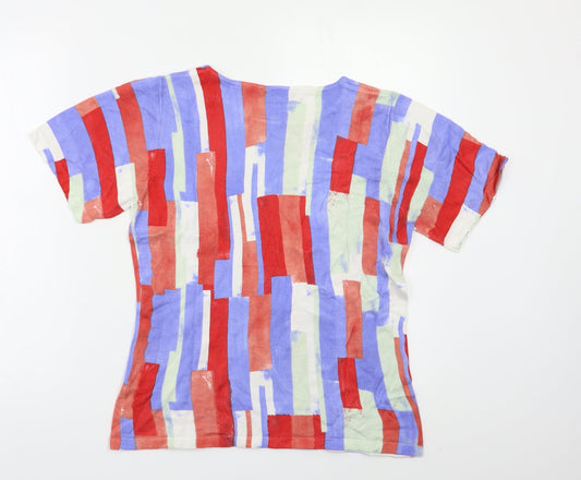 Womens UK Size 14 Kaleidoscope Multicoloured Basic T-Shirt