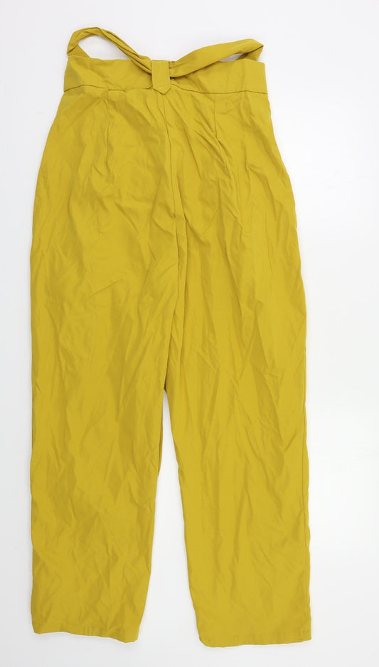 Back view of SheIn women’s yellow trousers, size L, 27-inch leg