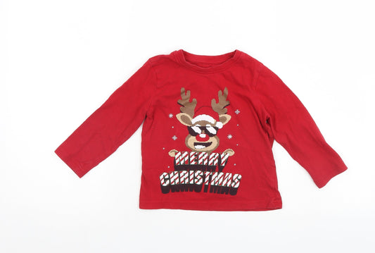 Primark Boys Red Pullover Jumper Size 2-3 Years