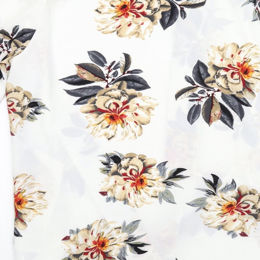 Cameo Rose Womens Ivory Floral Basic Blouse Size 12