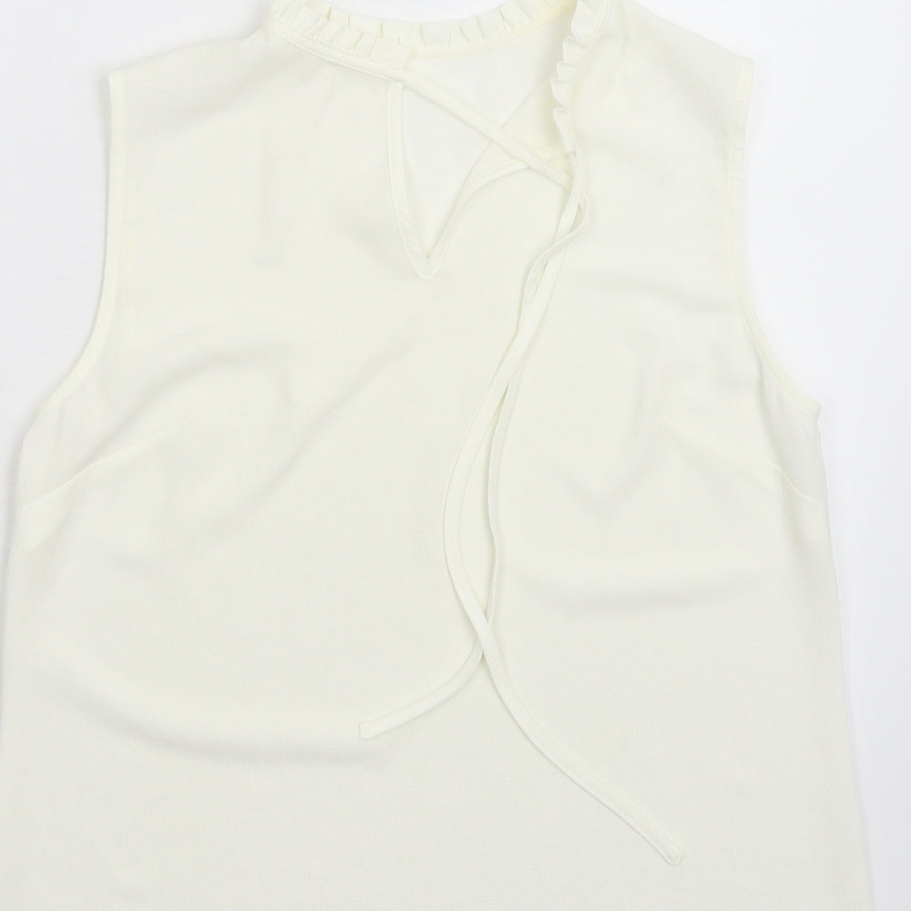 Womens UK Size M Preworn Ivory Basic Blouse
