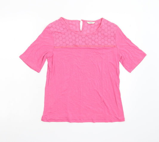 Womens UK Size M Classic Pink Basic T-Shirt
