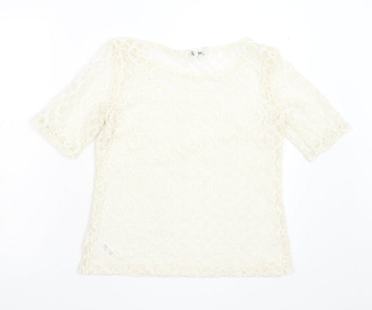 George Womens Ivory Floral Basic Blouse Size 12