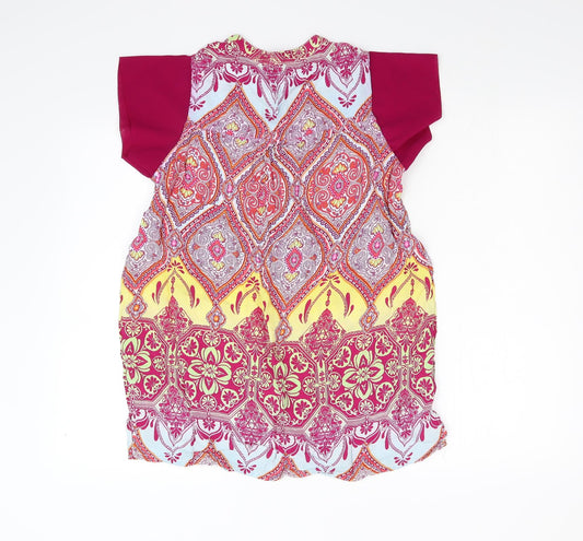 George Womens Pink Geometric Chiffon Basic Blouse Size 16