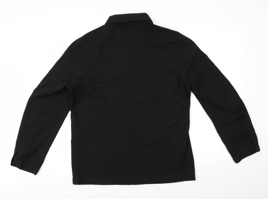 Mens UK Size 46 Preworn Black Button-Up Long Sleeve Casual Shirt