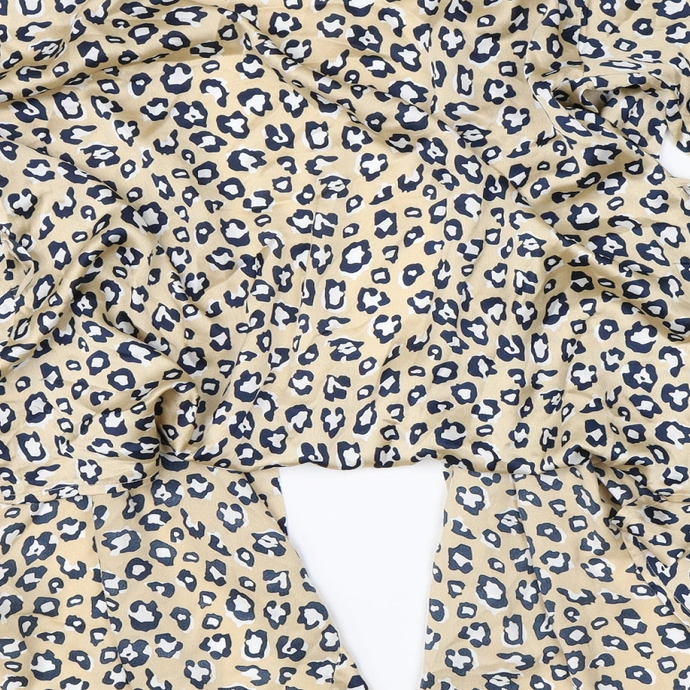 Boohoo Womens Gold Animal Print Satin Cardigan Jumper Size 8